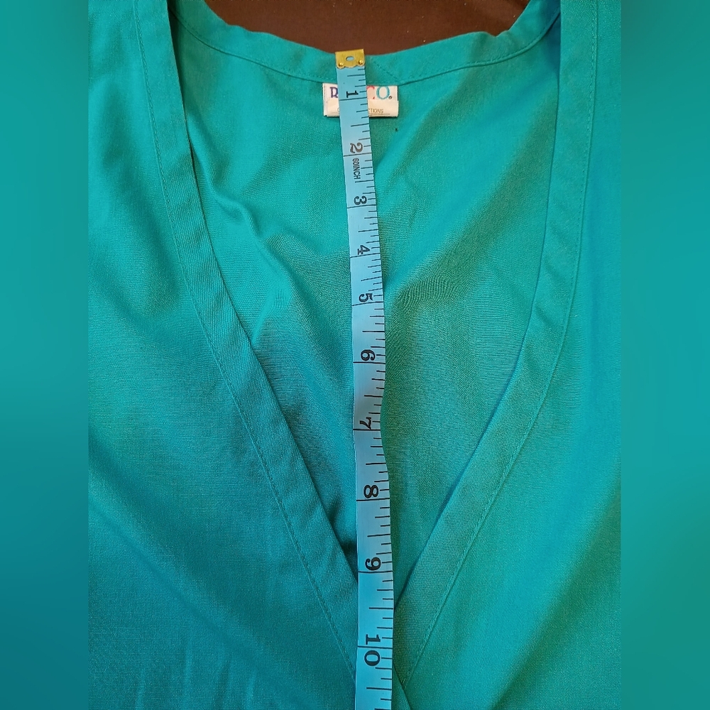 Barco Teal Scrub Jacket Women XL Snap Front Warm Up Medical Uniform Top - Picture 7 of 10